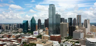 Dallas skyline at dusk with Reunion Tower