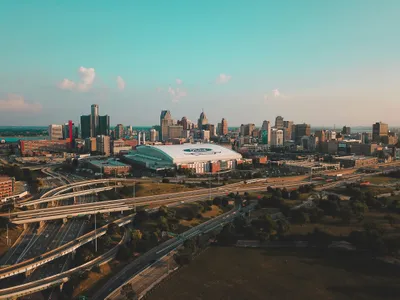 Detroit skyline and riverfront