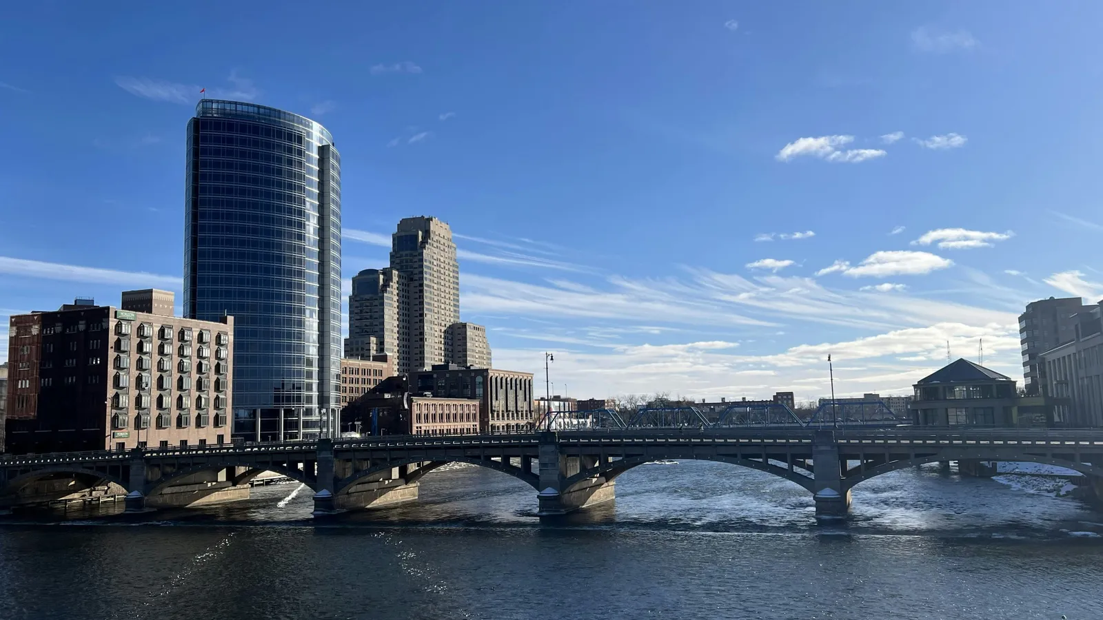 Grand Rapids skyline along the river
