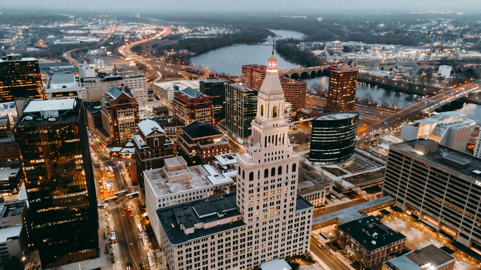 Hartford skyline along the Connecticut River
