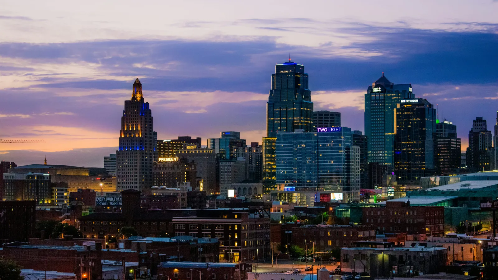 Kansas City skyline at dusk