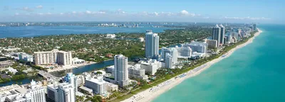 Miami skyline and Biscayne Bay from South Beach